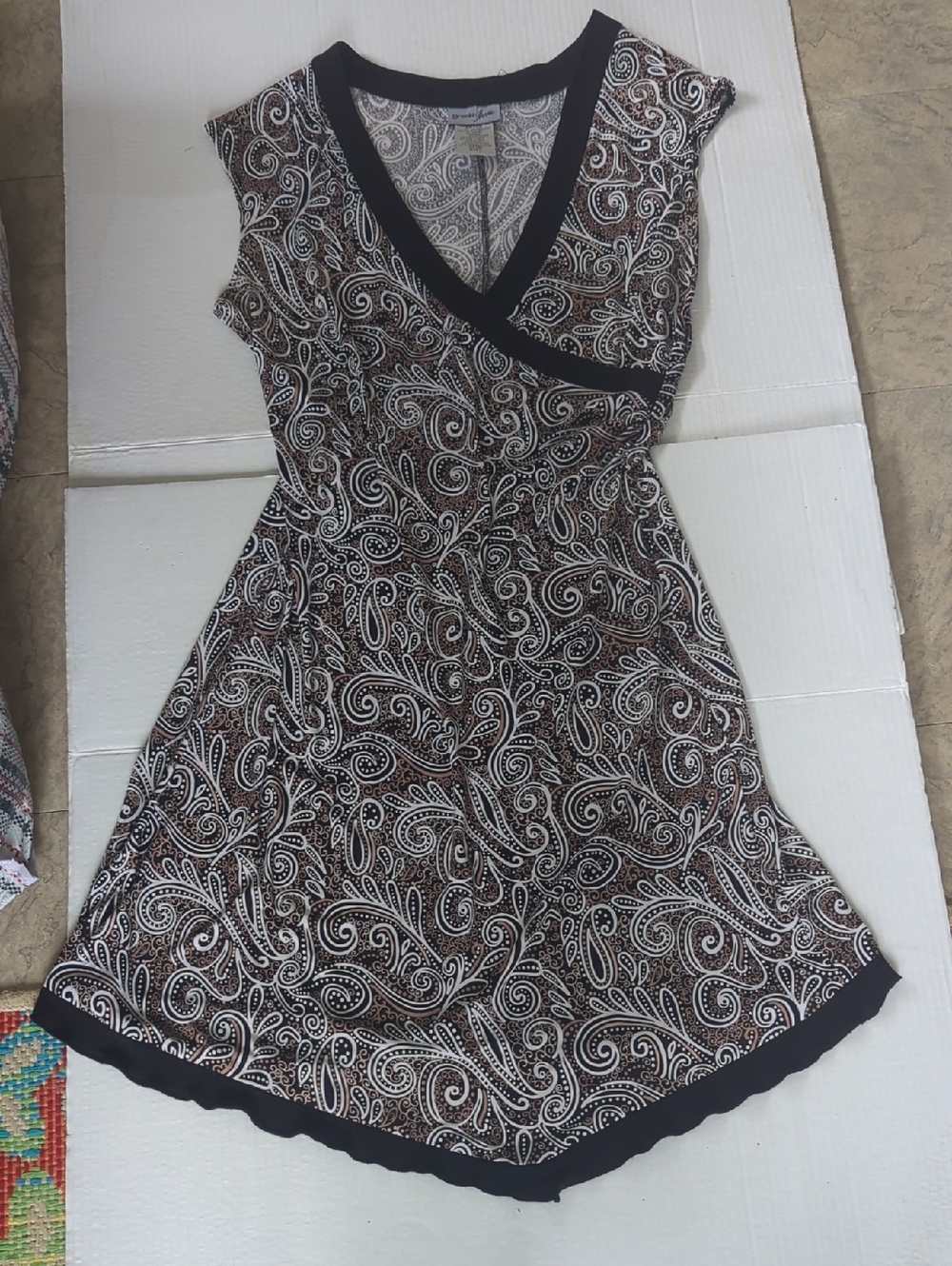 Women’s Paisley Slip Into Dress - Black, Brown & White Size L